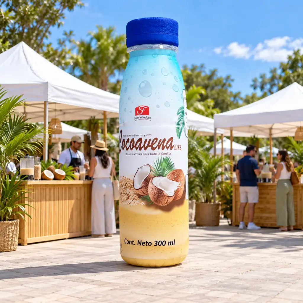 Envase inflable cocoavena feria bebidas Abarca Dancer